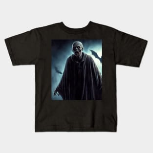 Zombie with Hollow Eyes on Halloween Night Kids T-Shirt